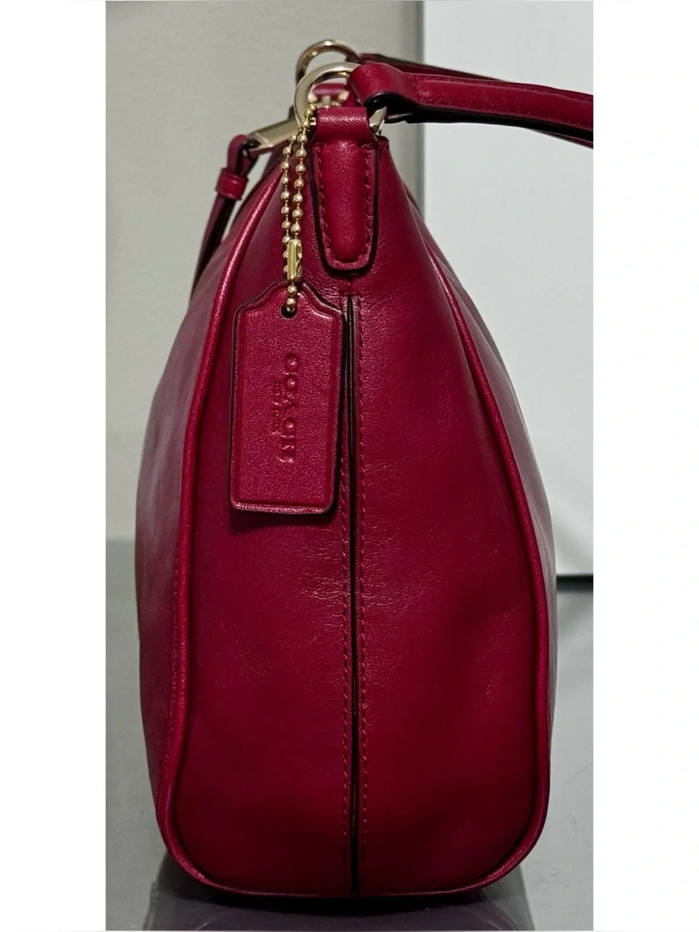 COACH Madison Top Handle RED Leather Hobo Handbag